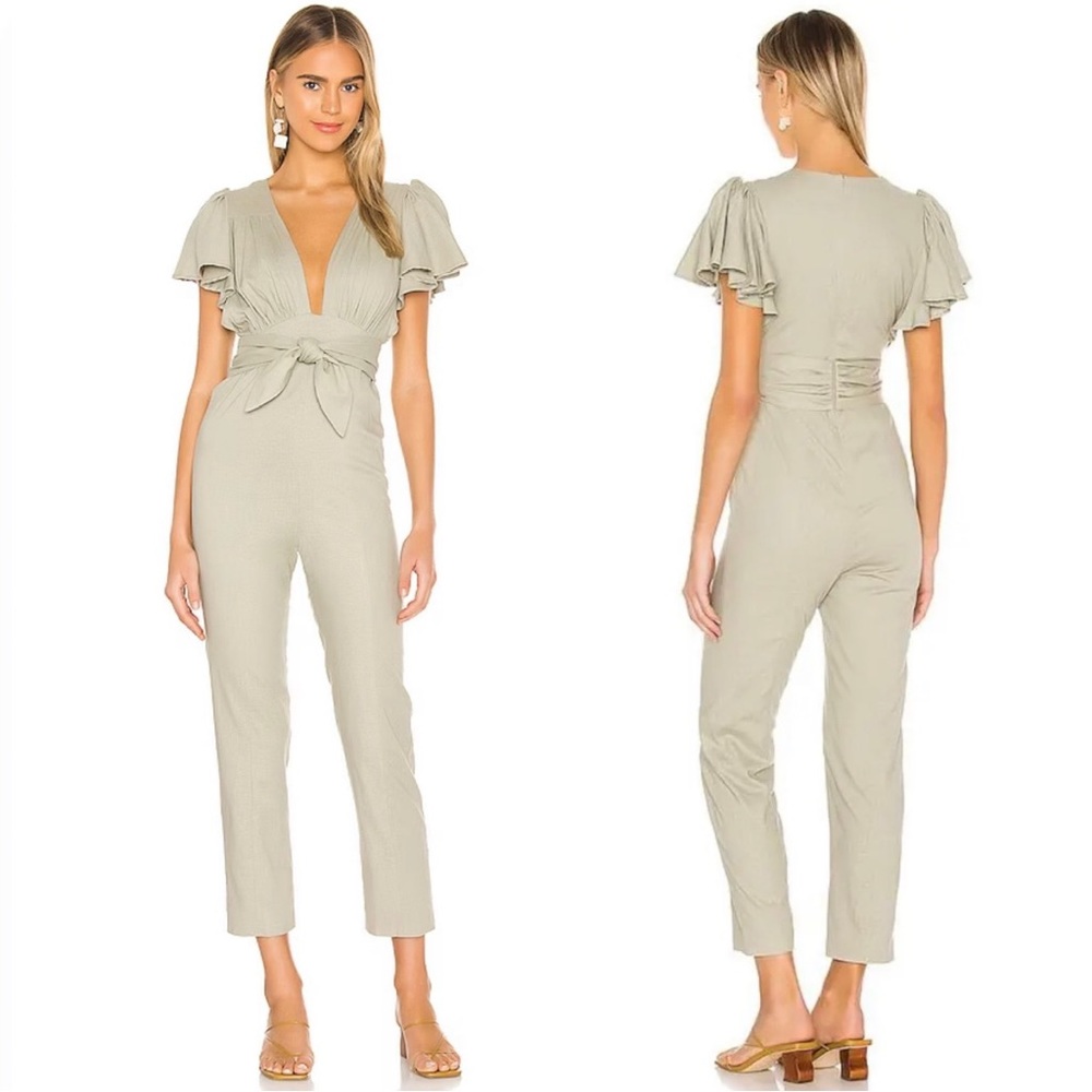 NWT Lovers + Friends Natalie Linen Tie Jumpsuit Revolve